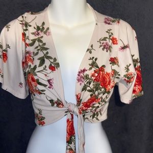 Floral tie up crop top